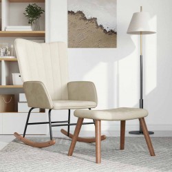 Sonata H Люлеещ се стол с табуретка, кремавобял, кадифе - Градински столове