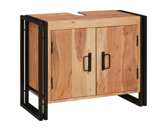 Sonata H Шкаф за мивка за баня Масивна акациева дървесина и железо