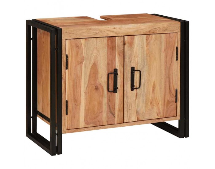 Sonata H Шкаф за мивка за баня Масивна акациева дървесина и железо