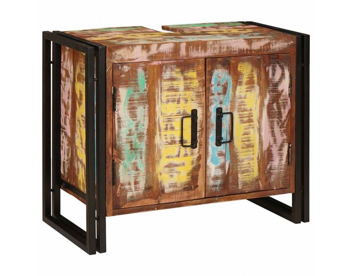 Sonata H Шкаф за мивка за баня Масивна регенерирана дървесина и желязо