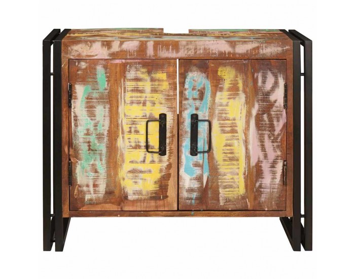 Sonata H Шкаф за мивка за баня Масивна регенерирана дървесина и желязо