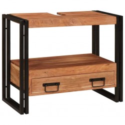 Sonata H Шкаф за мивка за баня Масивна акациева дървесина и железо - Шкафове за баня