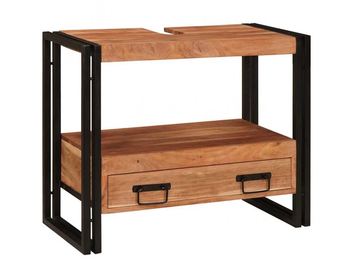 Sonata H Шкаф за мивка за баня Масивна акациева дървесина и железо