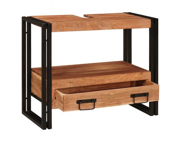 Sonata H Шкаф за мивка за баня Масивна акациева дървесина и железо