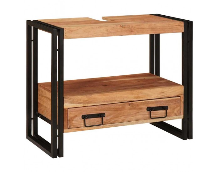 Sonata H Шкаф за мивка за баня Масивна акациева дървесина и железо