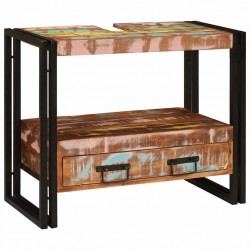 Sonata H Шкаф за мивка за баня Масивна регенерирана дървесина и желязо - Шкафове за баня