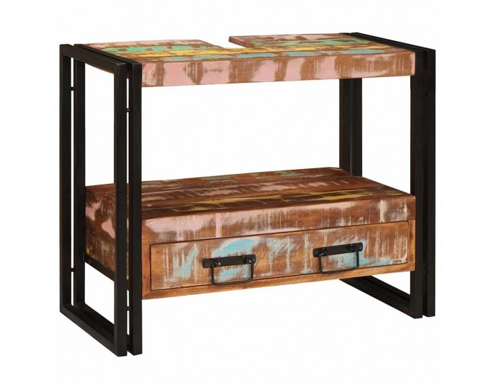 Sonata H Шкаф за мивка за баня Масивна регенерирана дървесина и желязо