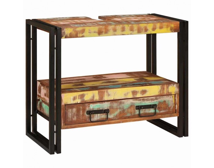 Sonata H Шкаф за мивка за баня Масивна регенерирана дървесина и желязо