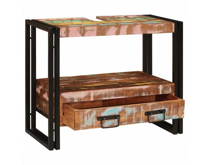 Sonata H Шкаф за мивка за баня Масивна регенерирана дървесина и желязо