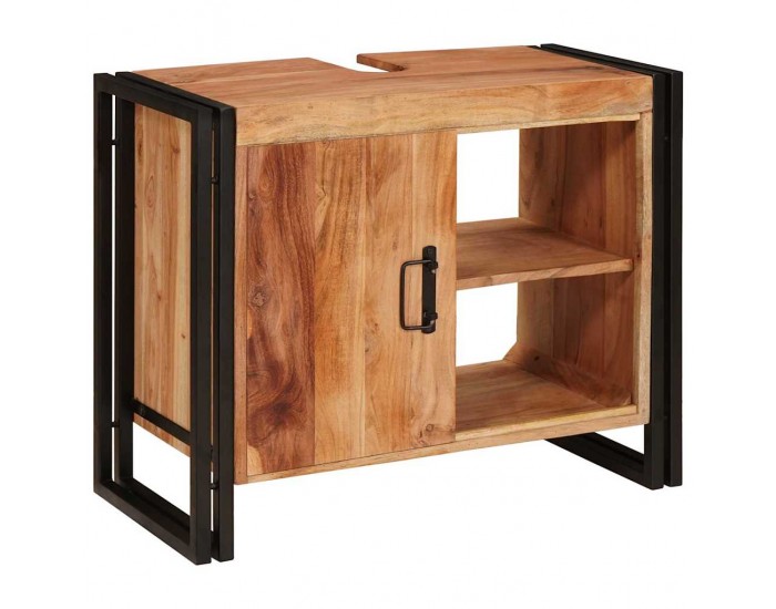 Sonata H Шкаф за мивка за баня Масивна акациева дървесина и железо