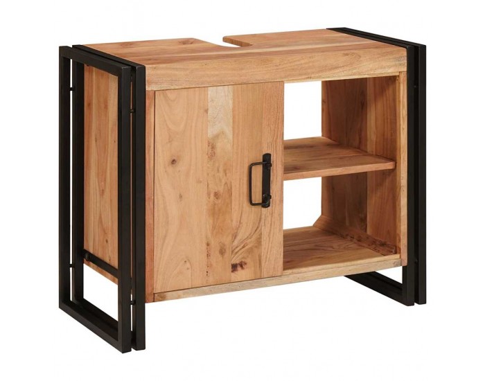 Sonata H Шкаф за мивка за баня Масивна акациева дървесина и железо