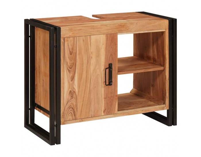 Sonata H Шкаф за мивка за баня Масивна акациева дървесина и железо