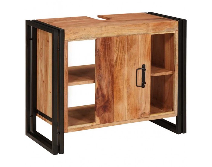 Sonata H Шкаф за мивка за баня Масивна акациева дървесина и железо