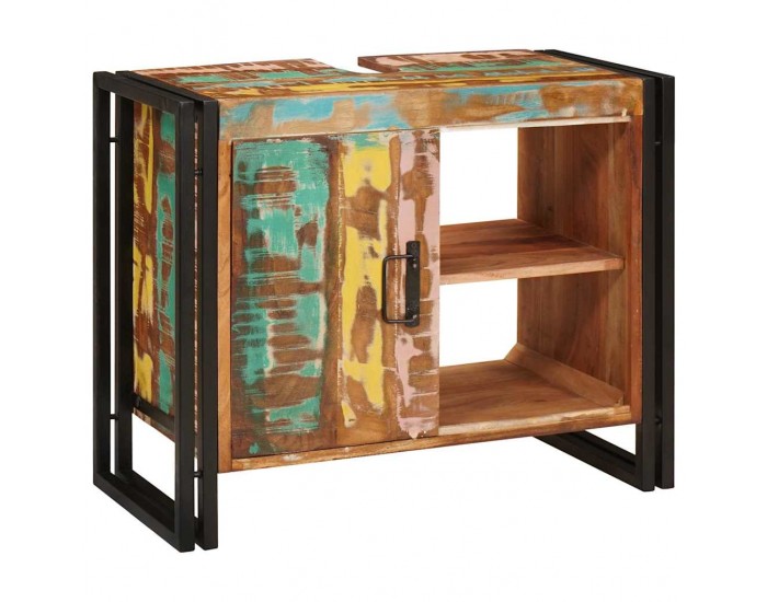 Sonata H Шкаф за мивка за баня Масивна регенерирана дървесина и желязо