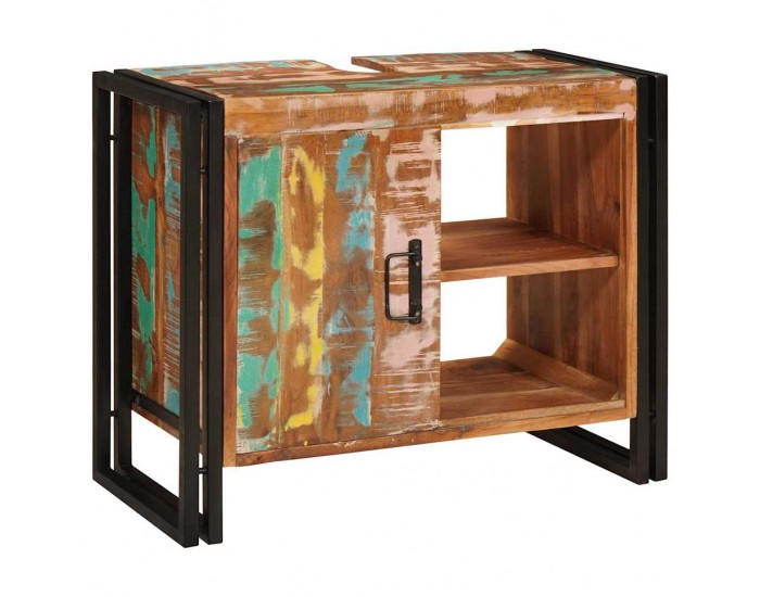 Sonata H Шкаф за мивка за баня Масивна регенерирана дървесина и желязо