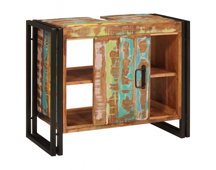 Sonata H Шкаф за мивка за баня Масивна регенерирана дървесина и желязо