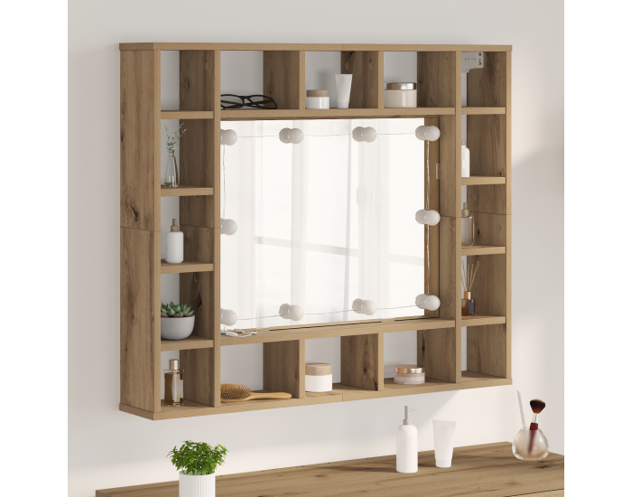 Sonata H Шкаф с огледало дъб артизан 91 x 15 x 76.5 см Инженерно дърво