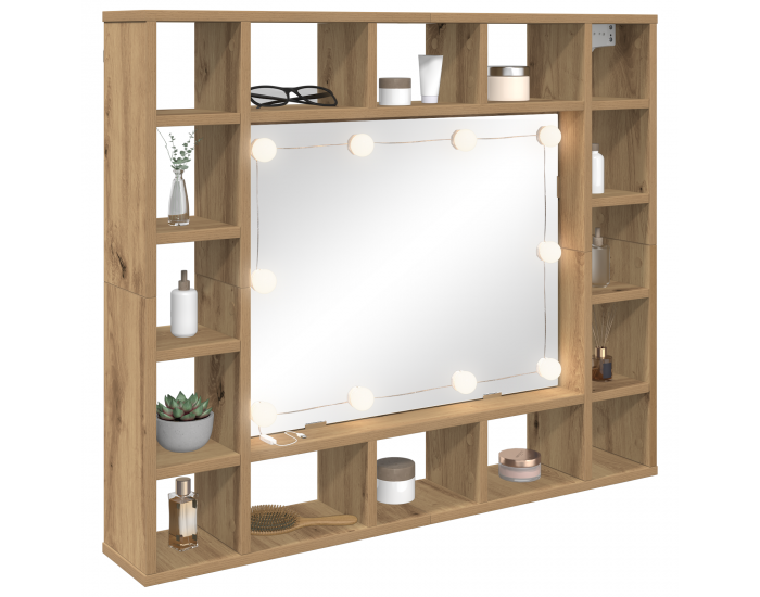 Sonata H Шкаф с огледало дъб артизан 91 x 15 x 76.5 см Инженерно дърво