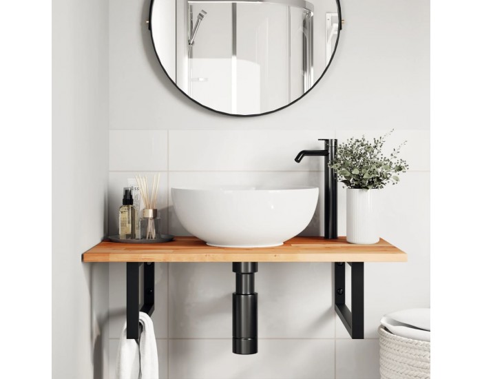 Sonata H Плот за баня, маслен финиш, 80x50x2 см, масивно дърво акация