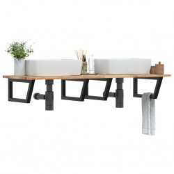 Sonata H Стенен рафт за мивка, стомана и масивно дърво акация - Баня