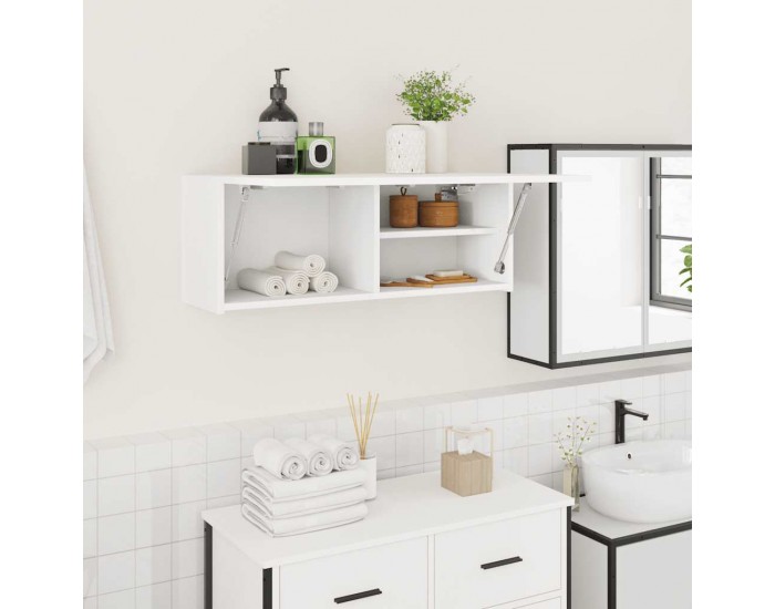 Sonata H Стенен шкаф за баня, бял, 80x25x30 см, инженерно дърво