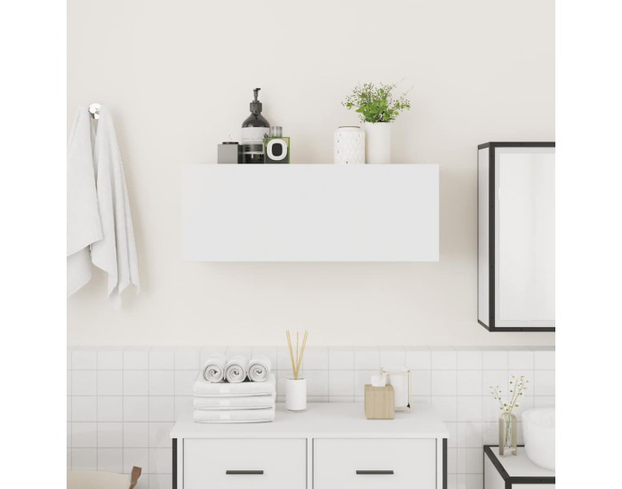 Sonata H Стенен шкаф за баня, бял, 80x25x30 см, инженерно дърво
