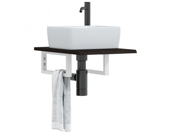 Sonata H Стенен рафт за мивка, стомана и масивно дърво дъб