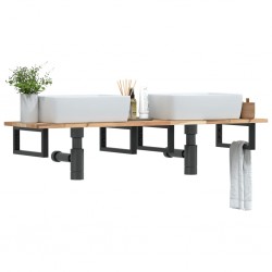 Sonata H Стенен рафт за мивка, стомана и масивно дърво акация - Баня