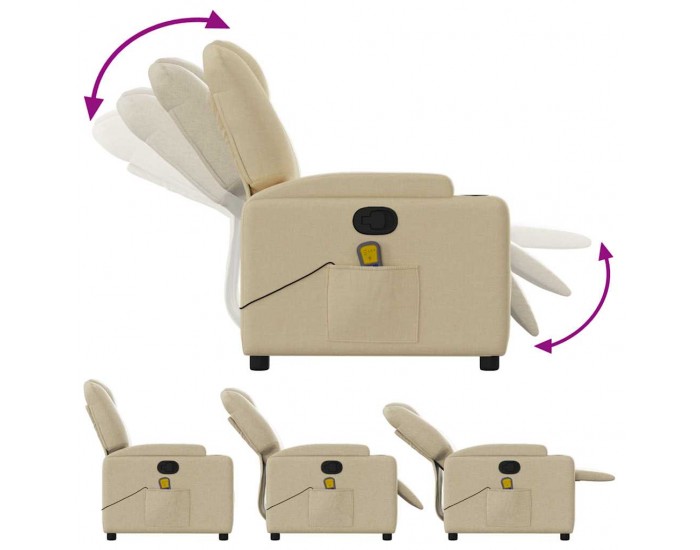 Sonata H Масажен кресло с регулируема облегалка, кремав плат