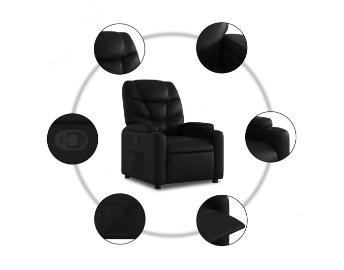 Sonata H Фотьойл с регулируема облегалка, черен, изкуствена кожа