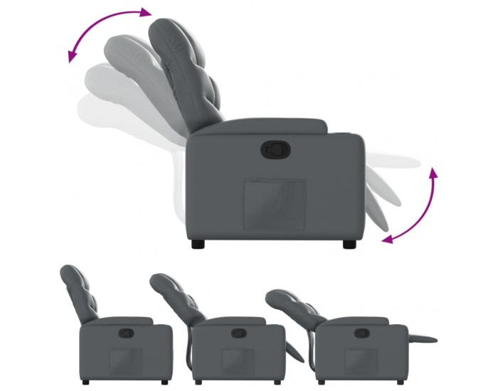 Sonata H Фотьойл с регулируема облегалка, сив, изкуствена кожа