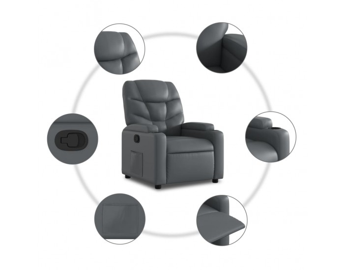 Sonata H Фотьойл с регулируема облегалка, сив, изкуствена кожа