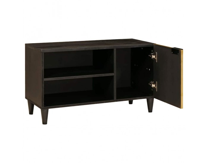 Sonata H ТВ шкаф Черен и златен 80 x 33 x 46 см мангово дърво масив