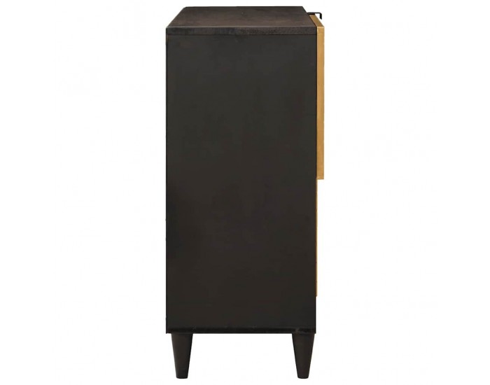 Sonata H Страничен шкаф със съхранение Черен и златен 80 x 33.5 x 75 см