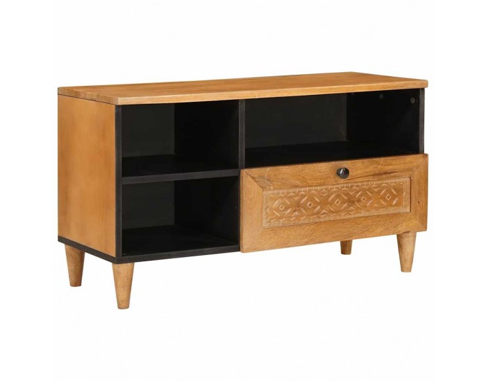 Sonata H ТВ шкаф с рафт Светлокафяво 80 x 33 x 46 см мангово дърво масив