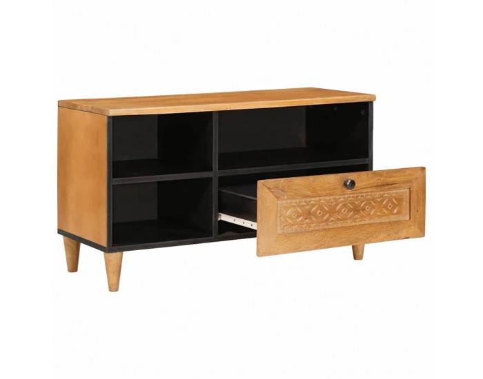 Sonata H ТВ шкаф с рафт Светлокафяво 80 x 33 x 46 см мангово дърво масив