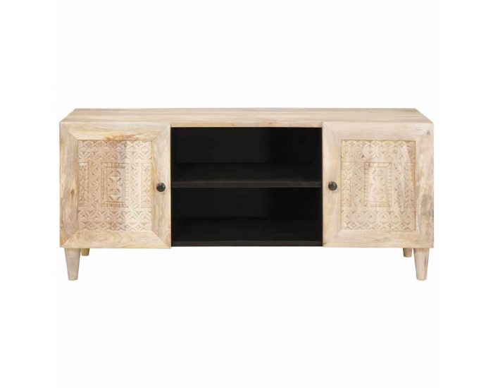 Sonata H ТВ шкаф с рафт Бяло 105 x 33 x 46 см мангово дърво масив