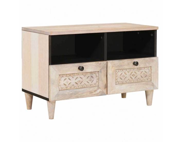 Sonata H ТВ шкаф с чекмедже Бяло 70 x 33 x 46 см мангово дърво масив