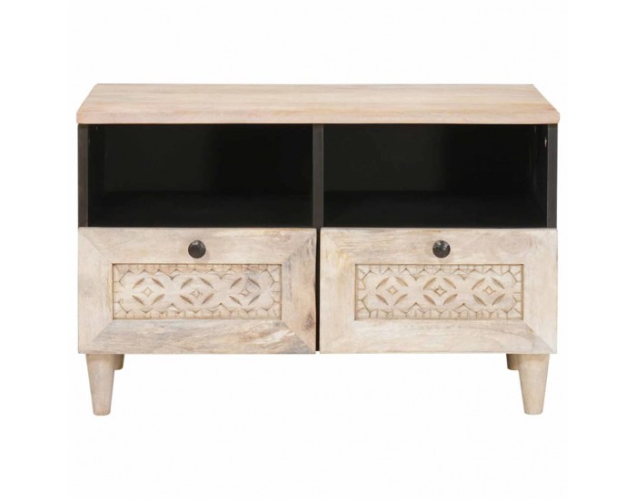 Sonata H ТВ шкаф с чекмедже Бяло 70 x 33 x 46 см мангово дърво масив