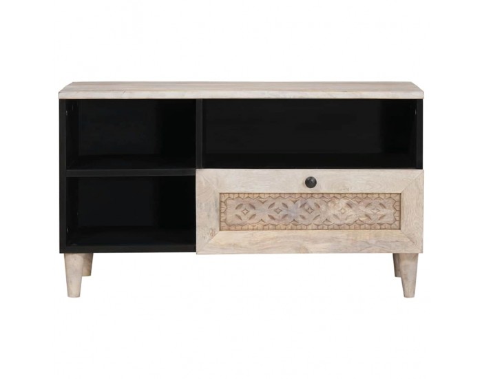 Sonata H ТВ шкаф с чекмедже Бяло 80 x 33 x 46 см мангово дърво масив