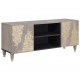 Sonata H ТВ шкаф с рафт със съхранение Сив и златен 105 x 33.5 x 46 см