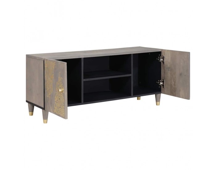 Sonata H ТВ шкаф с рафт със съхранение Сив и златен 105 x 33.5 x 46 см