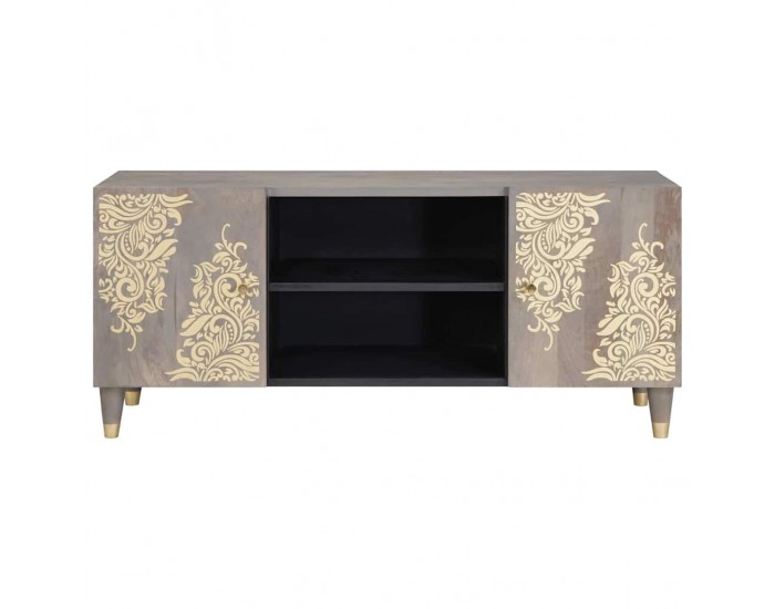 Sonata H ТВ шкаф с рафт със съхранение Сив и златен 105 x 33.5 x 46 см