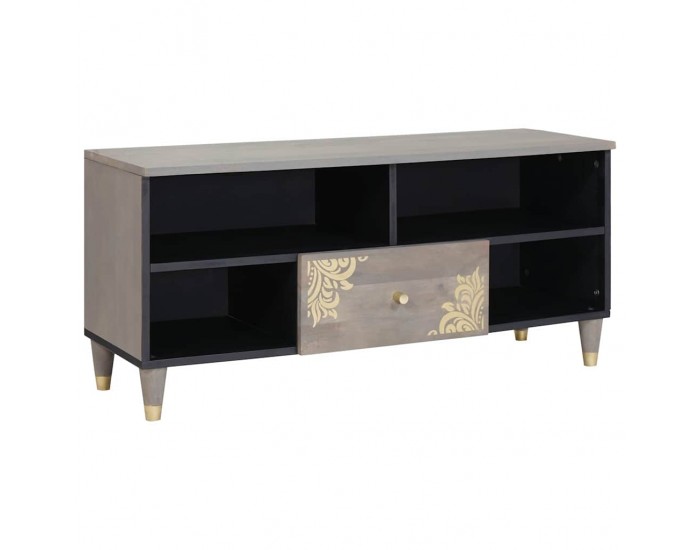 Sonata H ТВ шкаф с чекмедже с рафт Сив и златен 100 x 33.5 x 46 см