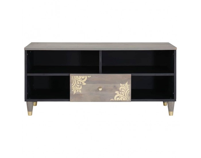 Sonata H ТВ шкаф с чекмедже с рафт Сив и златен 100 x 33.5 x 46 см