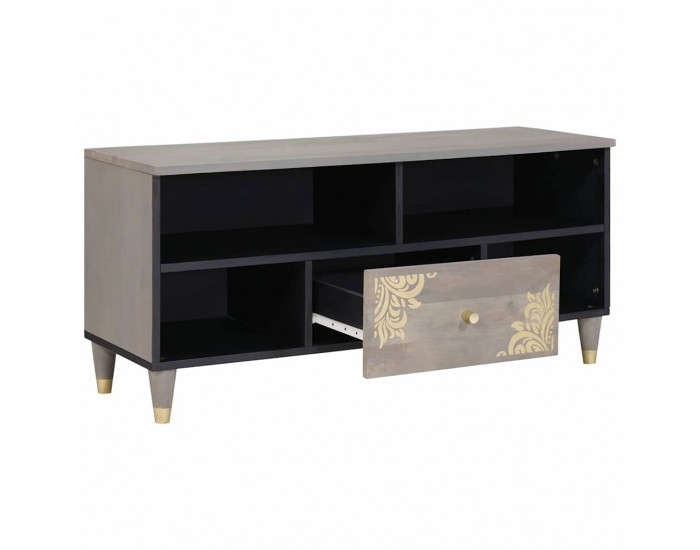 Sonata H ТВ шкаф с чекмедже с рафт Сив и златен 100 x 33.5 x 46 см