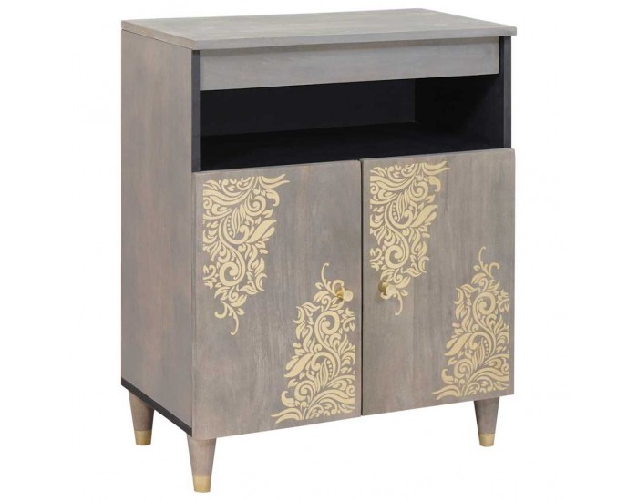 Sonata H Служебен шкаф с рафт с врата Сив и златен 60 x 33.5 x 75 см