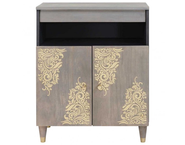 Sonata H Служебен шкаф с рафт с врата Сив и златен 60 x 33.5 x 75 см