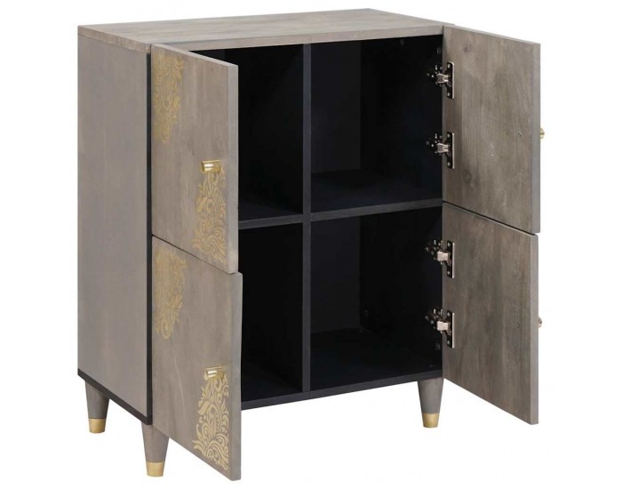 Sonata H Служебен шкаф с рафт с врата Сив и златен 60 x 33 x 75 cm