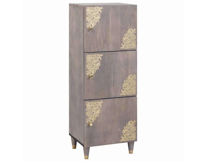 Sonata H Висок шкаф с чекмедже с рафт Сив и златен 40 x 33.5 x 110 см